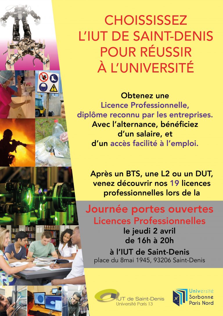 JPO des Licences Professionnelles de l'IUT de St-Denis le 2 avril 2020 ...
